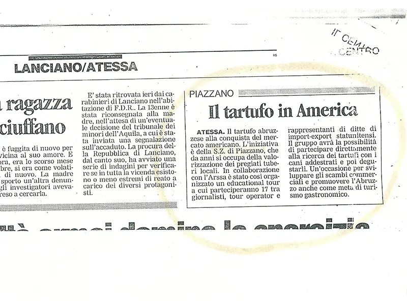 Il Centro - Il tartufo in america